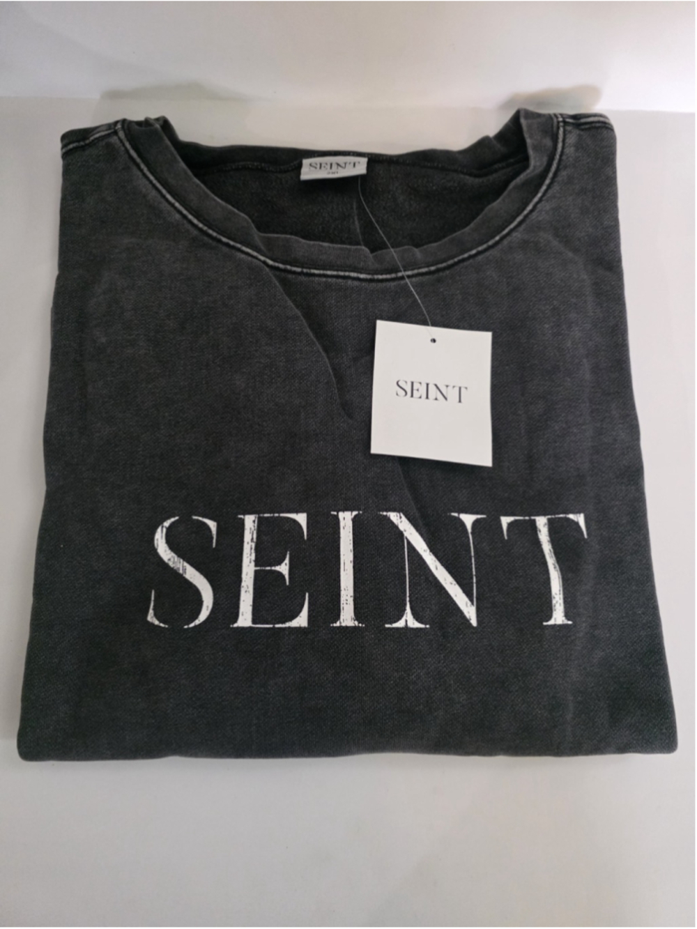 NWT Seint Cropped Mineral Wash Crewneck Sweatshirt Dark Gray Multiple Sizes